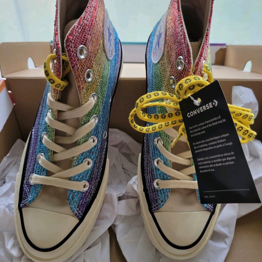 Converse x Miley Cyrus pride shoes.